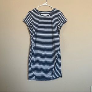 Blue & White Striped Maternity Dress